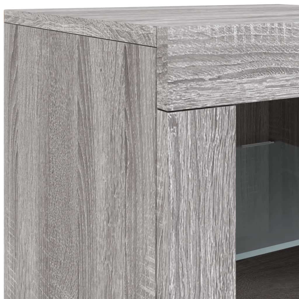 Sideboard with LED Lights Grey Sonoma 142.5x37x67 cm